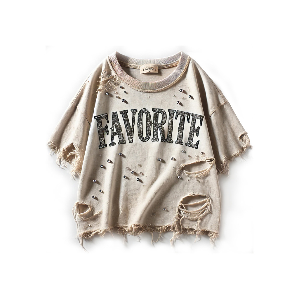 Favorite Distressed Tee - Beige